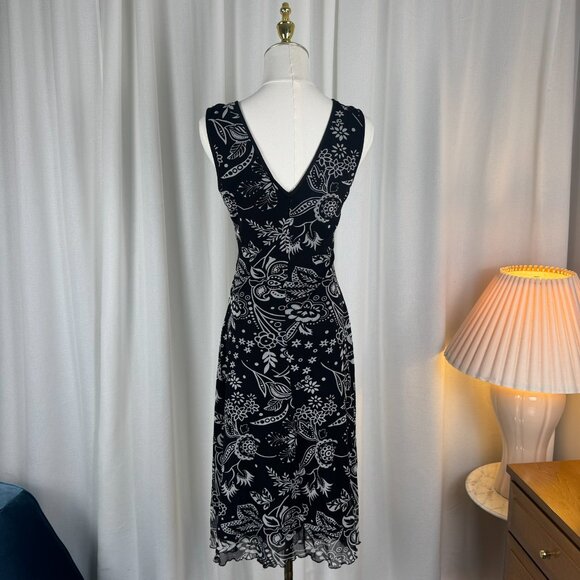 Vintage Le Château Black Mesh Asymmetric Dress Medium - Picture 4 of 7